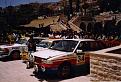 Jordan Rally at the start in the ampitheatre in Amman. Note the bonnet lifted at the front for extra cooling. The bonnet was left unclipped after a hurried service and flew up putting the car out of the event. Co-driver on this event was Steve Leighton.